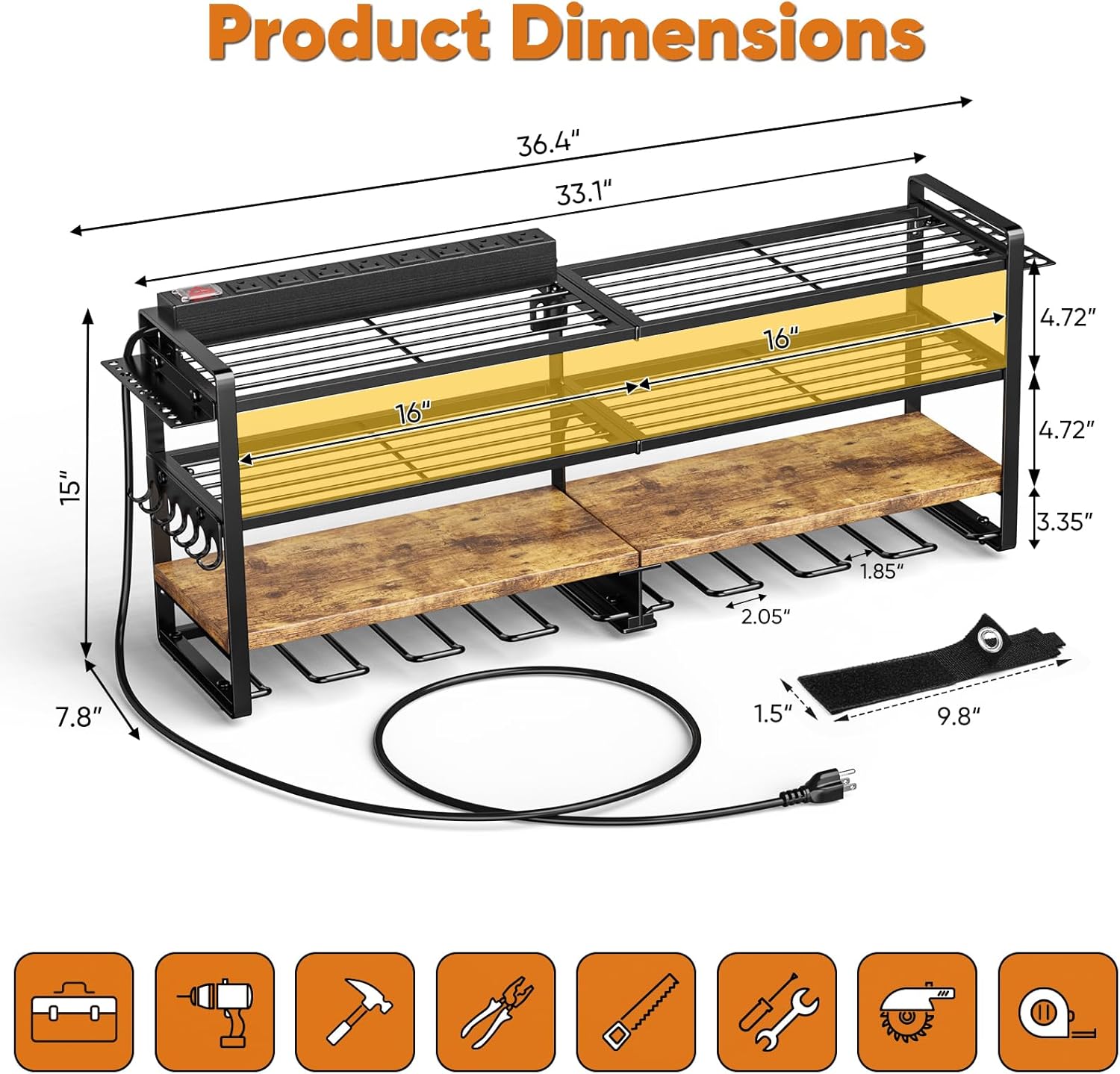 Large Power Tool Organizer Wal - Power Tools Rack reseña y precio